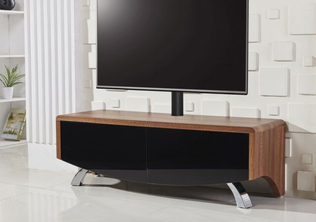 Mda Wave 1200 Wide Tv Cabinet Unit Stand Walnut Tv Mount For 60 Tv In Current Walnut Tv Cabinets With Doors (Photo 6686 of 7825)