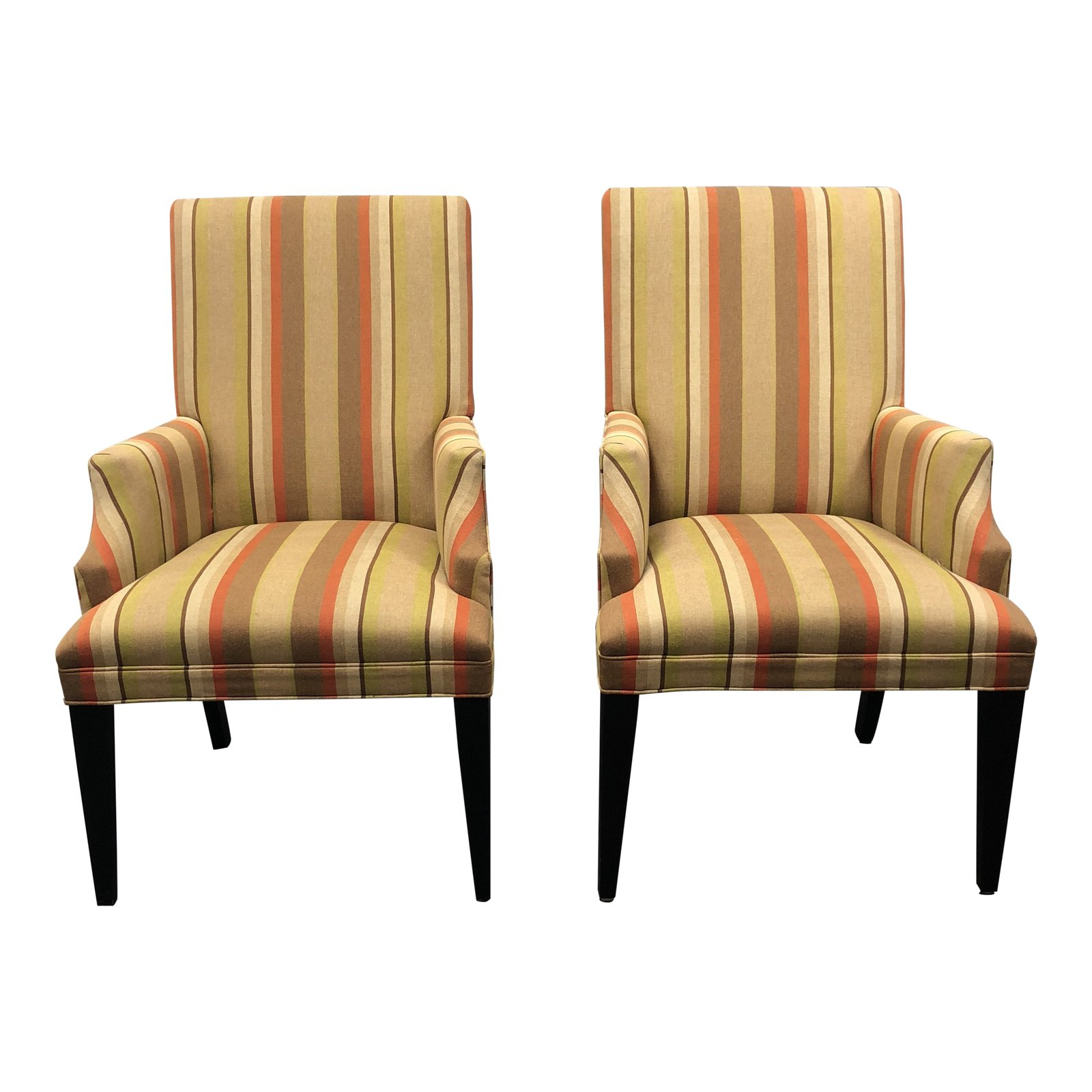 Mitchell Gold + Bob Williams Striped Fabric Arm Chairs – A Pair Intended For Mitchell Arm Sofa Chairs (Photo 1 of 25)