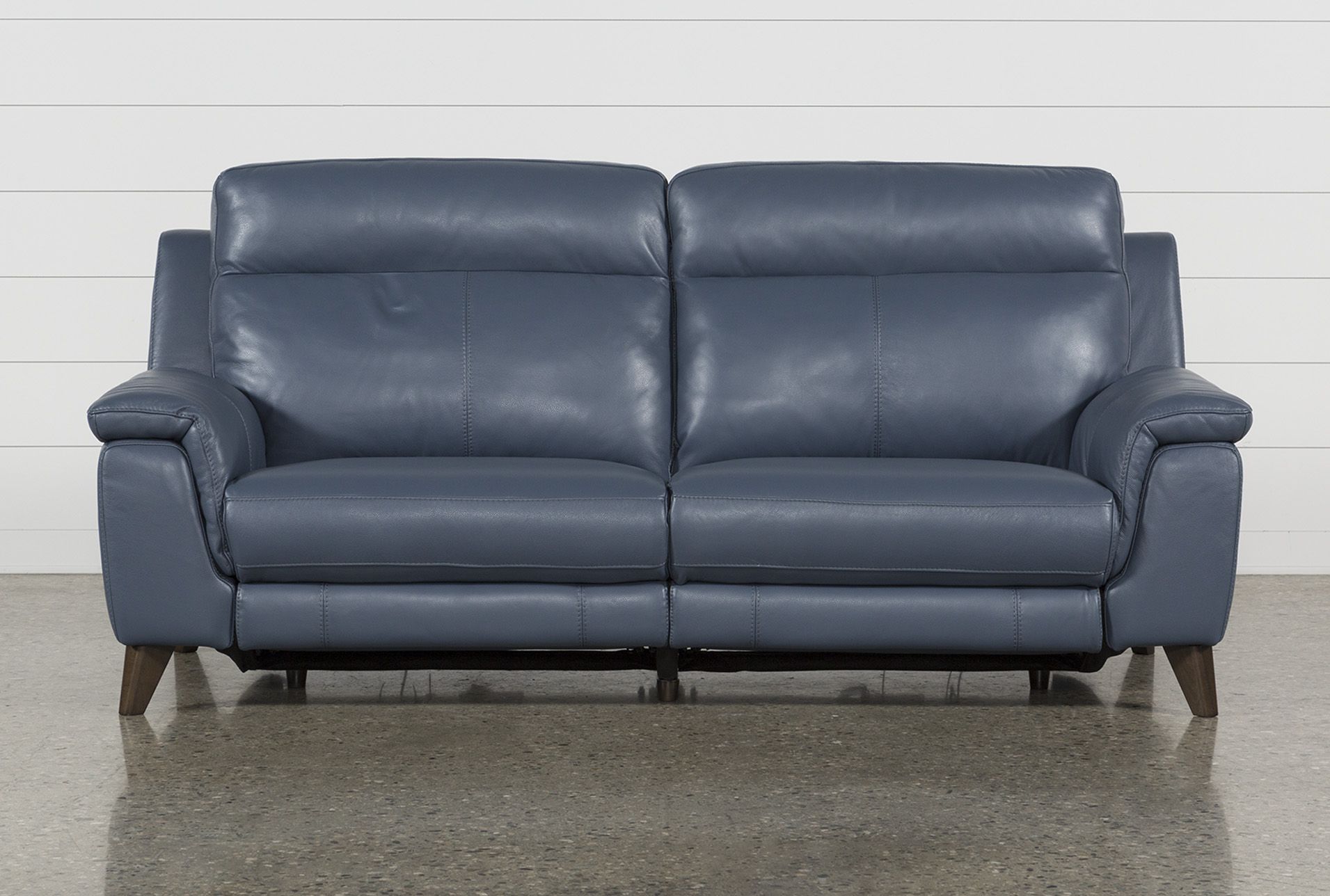 Moana Blue Leather Dual Power Reclining Sofa With Usb In 2018 With Moana Blue Leather Power Reclining Sofa Chairs With Usb (View 3 of 25)