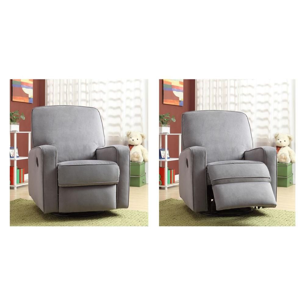 Modern – Gray – Fabric – Chairs – Living Room Furniture – The Home Depot Pertaining To Decker Ii Fabric Swivel Glider Recliners (Photo 13 of 25)