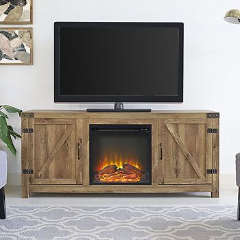 Most Current Bjs Tv Stands In W. Trends 58" Barn Door Fireplace Tv Stand – Barnwood – Bj's (Photo 3 of 25)