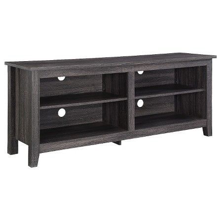 Most Recent Ducar 84 Inch Tv Stands Within Open Shelf Wood Tv Stand – Charcoal (58") – Walker Edison : Target (View 4 of 25)