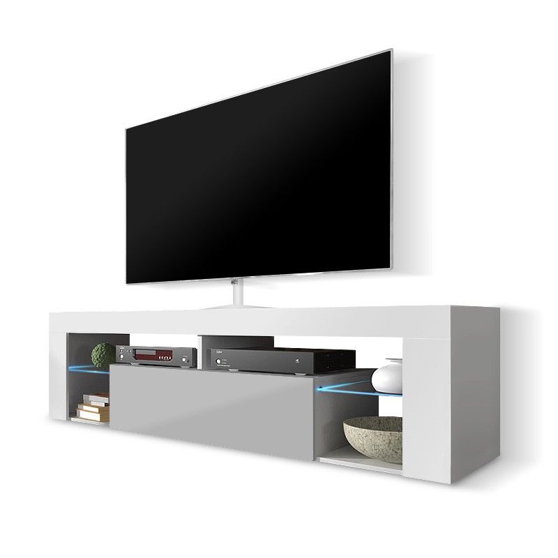 Most Recent White High Gloss Tv Stands With Ken White And Grey Gloss Tv Stand 140cm Or 160cm (Photo 7132 of 7825)