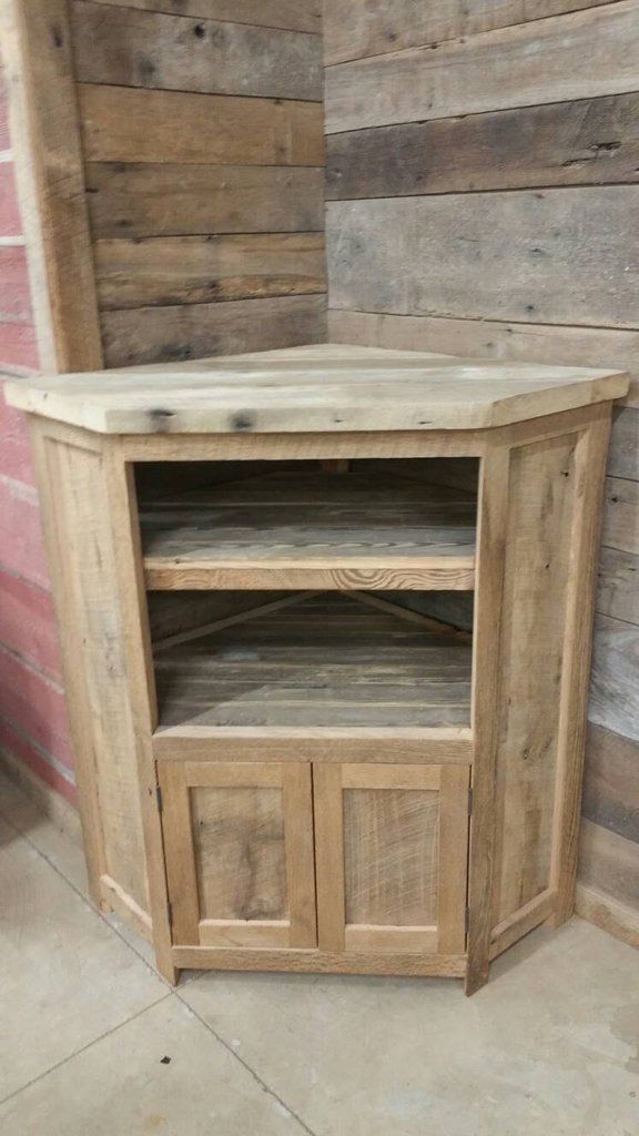 Most Recent Wooden Corner Tv Stands With Regard To Custom Made Rustic Barn Wood Corner Entertainment Center, Tv Stand (Photo 6 of 25)