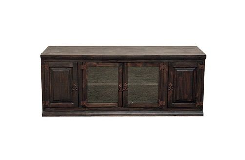 Most Recently Released Dark Wood Tv Stands Intended For Dark 60" Tv Stand With Glass Doors Flat Screen Console Rustic (Photo 7359 of 7825)