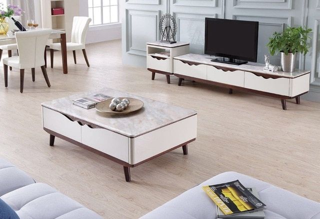 Most Up To Date Tv Stand Coffee Table Sets In Lizz Contemporary White Living Room Furniture Tv Stand And Coffee (Photo 7146 of 7825)