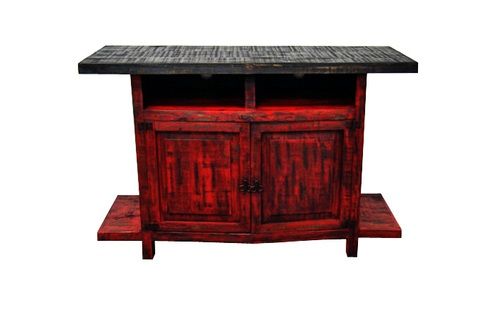 Newest Rustic Red Tv Stands For Scraped Red Finish 2 Door Tv Stand Real Wood Flat Screen Console (Photo 7305 of 7825)