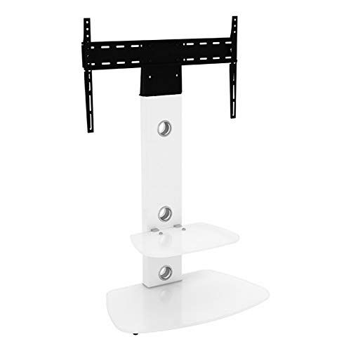 Newest Upright Tv Stands In King Upright Cantilever Tv Stand With Bracket Satin White Shelves (Photo 7422 of 7825)