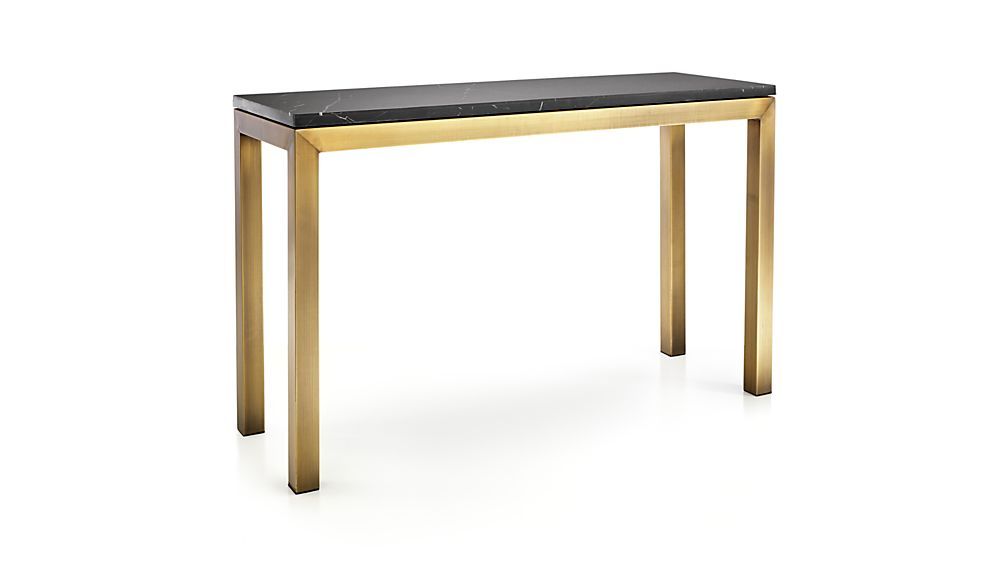 Parsons Black Marble Top/ Brass Base 48x16 Console + Reviews (Photo 1 of 25)