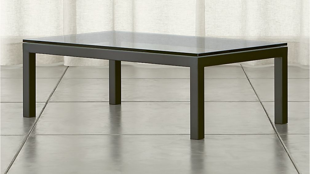 Parsons Clear Glass Top/ Dark Steel Base 48x28 Small Rectangular With Regard To Well Liked Parsons Clear Glass Top &amp; Dark Steel Base 48x16 Console Tables (View 2 of 25)