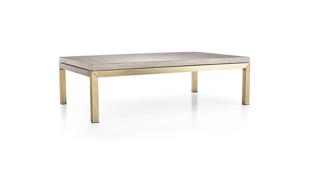 Parsons Concrete Top/ Brass Base 60x36 Large Rectangular Coffee Inside Preferred Parsons Concrete Top &amp; Brass Base 48x16 Console Tables (View 7 of 25)
