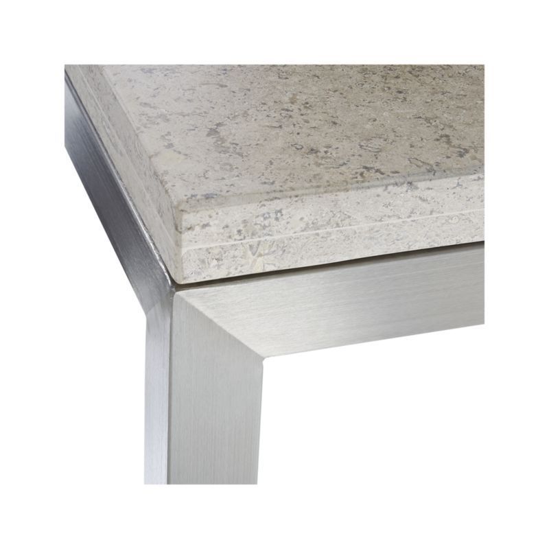 Parsons Travertine Top/ Stainless Steel Base 48x28 Small Rectangular For Widely Used Parsons Travertine Top & Brass Base 48x16 Console Tables (Photo 10 of 25)