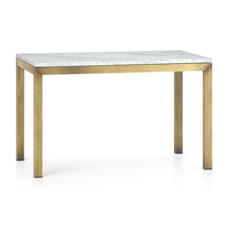 Parsons White Marble Top/ Brass Base 48x28 Dining Table In 2018 Within Well Known Parsons Walnut Top & Brass Base 48x16 Console Tables (View 1 of 25)