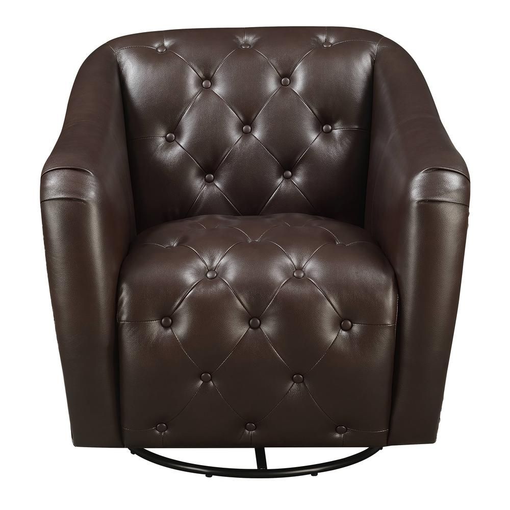 Picket House Furnishings Lauren Chocolate Swivel Accent Chair Within Chocolate Brown Leather Tufted Swivel Chairs (View 1 of 25)