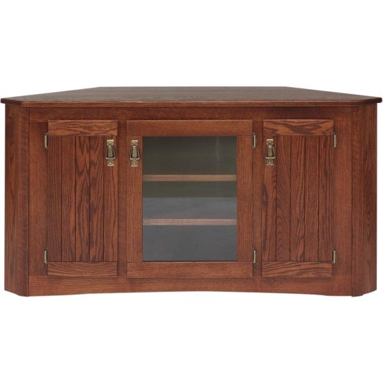 Preferred Retro Corner Tv Stands Pertaining To Solid Oak Mission Style Corner Tall Tv Stand W/cabinet – 55" – The (Photo 6778 of 7825)