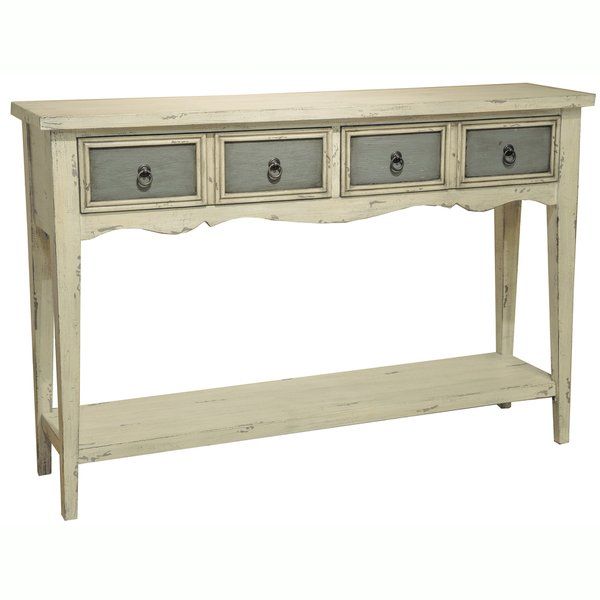 Recent Antique White Distressed Console Tables Inside Shop Hand Painted Distressed Antique White Finish Accent Console (View 2 of 25)