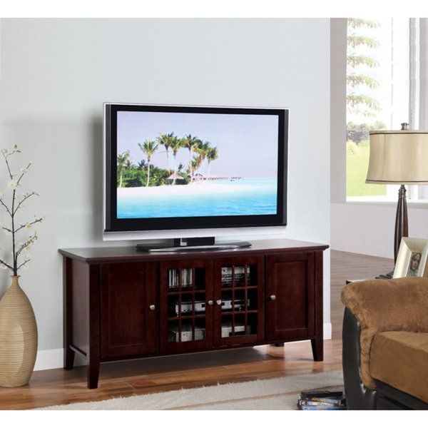 Recent Dark Wood Tv Stands Inside Shop K&b Dark Cherry Finish Wooden Tv Stand – Free Shipping Today (Photo 7370 of 7825)