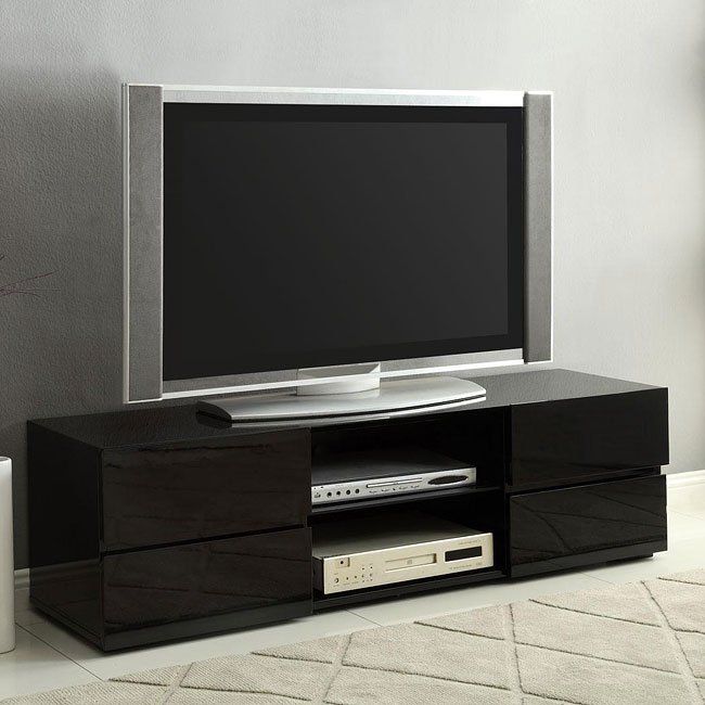Recent Shiny Black Tv Stands In High Gloss Black Tv Stand W/ Storage Drawerscoaster Furniture (Photo 6847 of 7825)