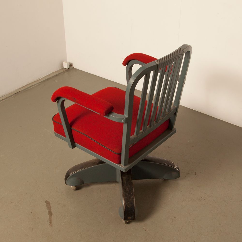 Red Kingsit No. 7500 Swivel Chair From Ahrend De Cirkel, 1930s For Intended For Revolve Swivel Accent Chairs (Photo 22 of 23)