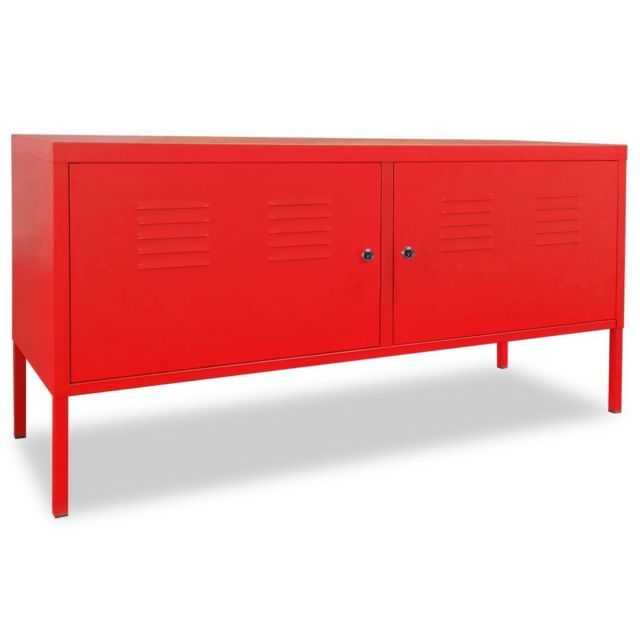 Red Tv Stand Cabinet Lockable Doors Living Room Sideboard Furniture Within Current Lockable Tv Stands (View 17 of 25)