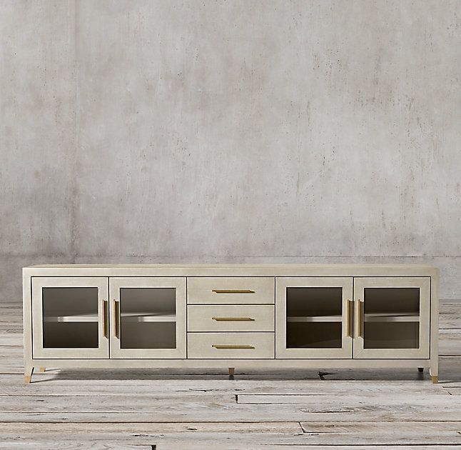 Rh's Graydon Shagreen Glass 4 Door Media Console With Drawers Throughout Most Current Grey Shagreen Media Console Tables (Photo 1 of 25)