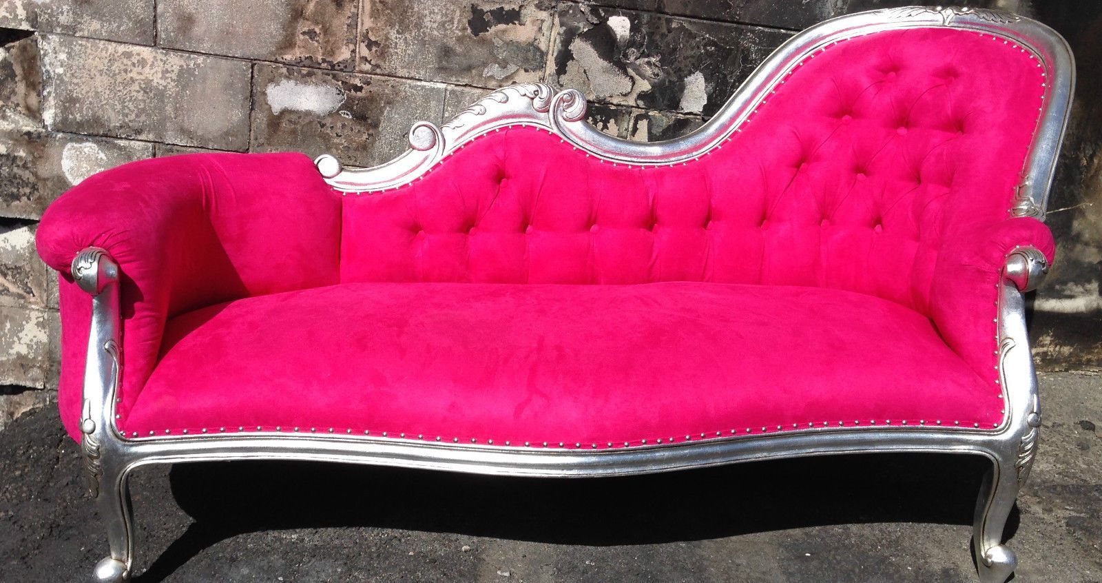 Rockstar Pink Chaise Lounge Chesterfield Sofa Queen Loveseat Couch In Quinn Teak Sofa Chairs (Photo 19 of 25)