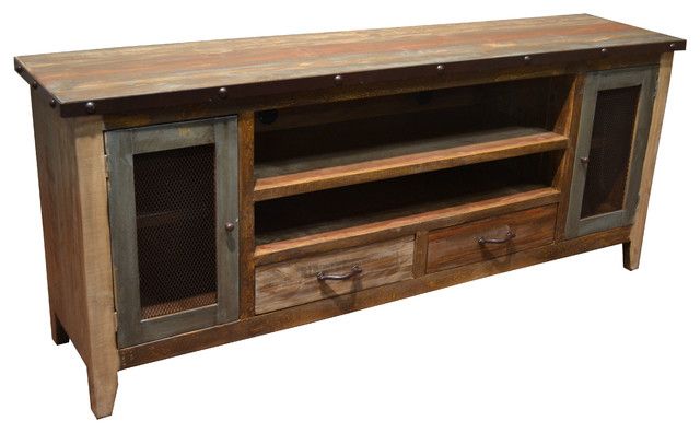 Rustic Tv Stand Media Center, 76" – Industrial – Entertainment With Regard To Fashionable Rustic Tv Stands (Photo 7211 of 7825)