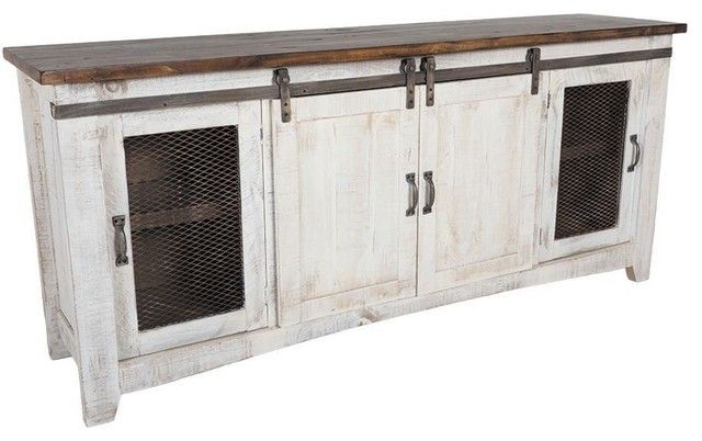 Rustic White Wash 79" Tv Stand – Farmhouse – Entertainment Centers Regarding Current Rustic White Tv Stands (Photo 7234 of 7825)