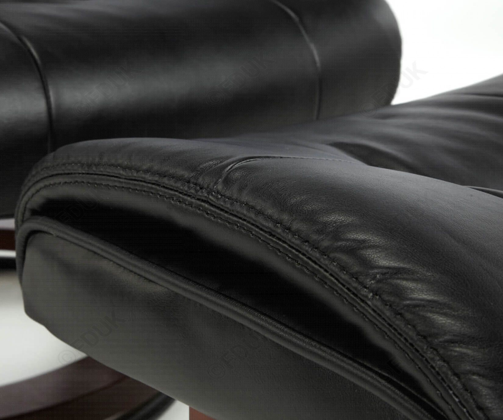 Serene Furnishings | Moss Black Leather Swivel Recliner Chair In Leather Black Swivel Chairs (Photo 21 of 25)