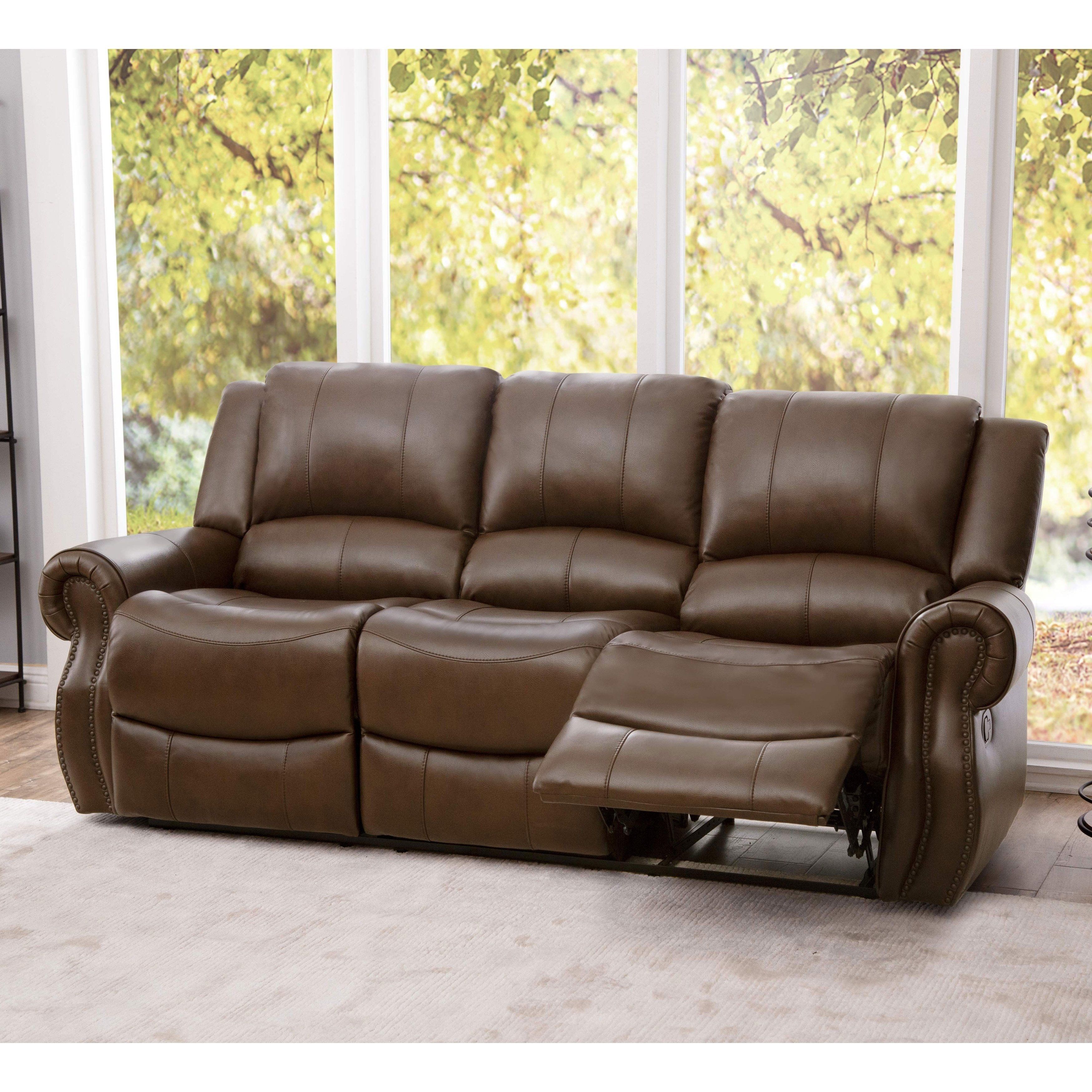 Shop Abbyson Calabasas Mesa Brown Leather Reclining Sofa – On Sale For Mesa Foam Oversized Sofa Chairs (View 13 of 25)
