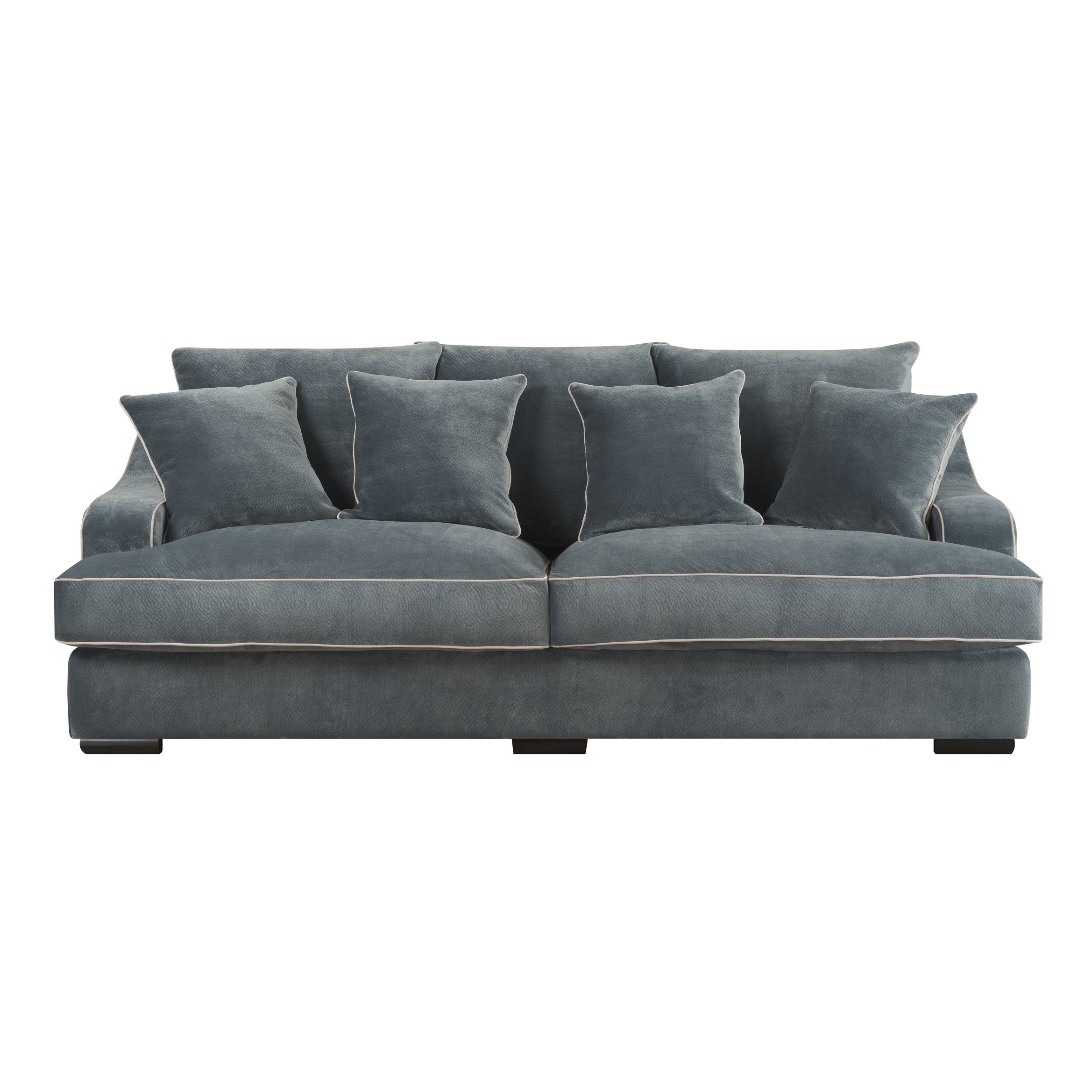Shop Emerald Caresse Marine Blue Plush Oversized Sofa – Free Pertaining To Caressa Leather Dove Grey Sofa Chairs (View 14 of 25)