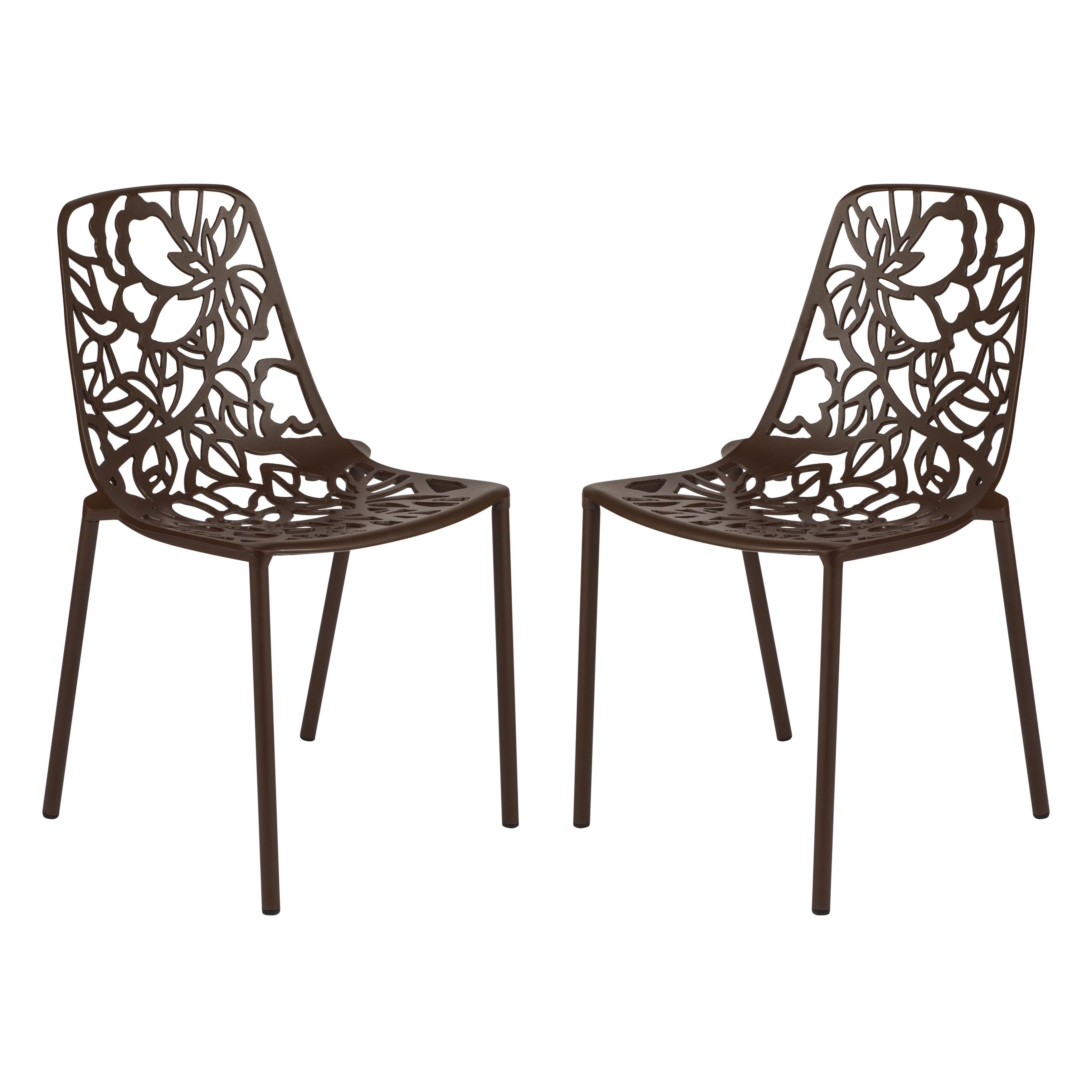 Shop Leisuremod Modern Devon Aluminum Brown Armless Chair, Set Of 2 Inside Devon Ii Swivel Accent Chairs (View 25 of 25)