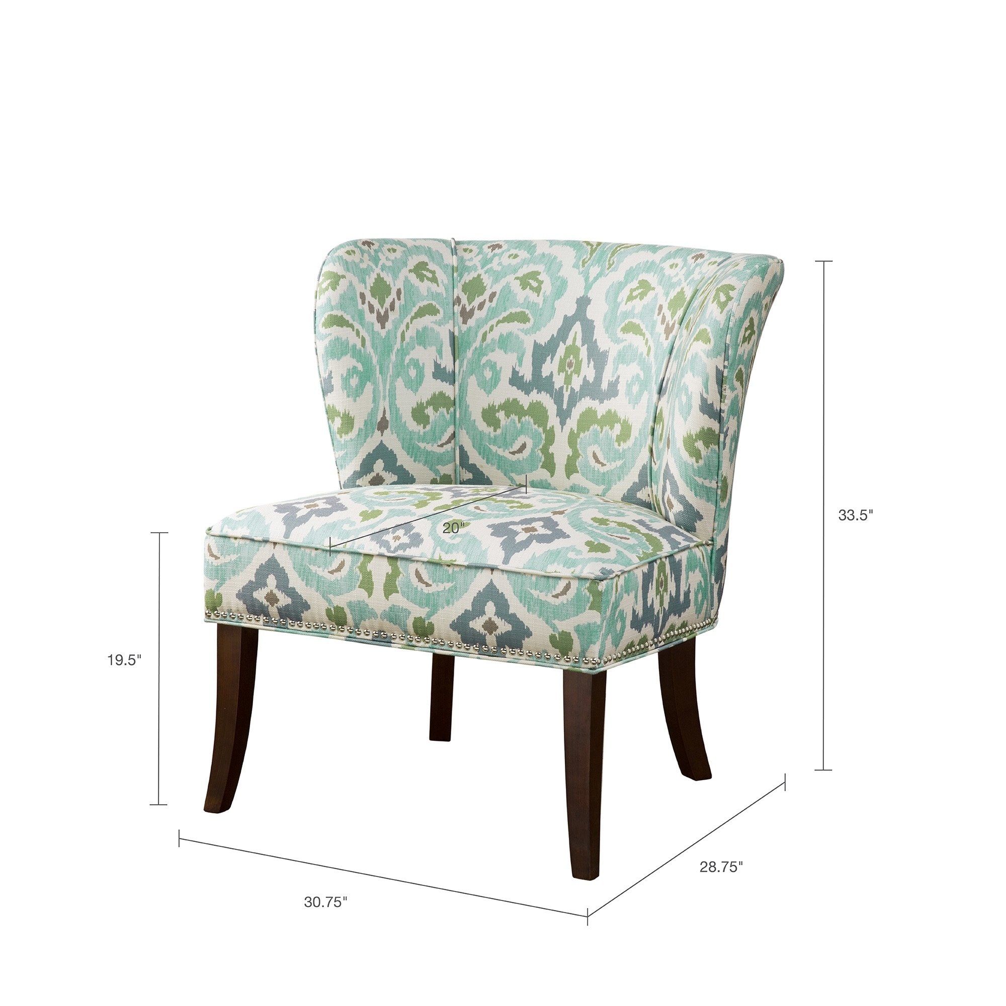 Shop Madison Park Sheldon Blue/ Green Printed Armless Accent Chair With Sheldon Oversized Sofa Chairs (View 25 of 25)