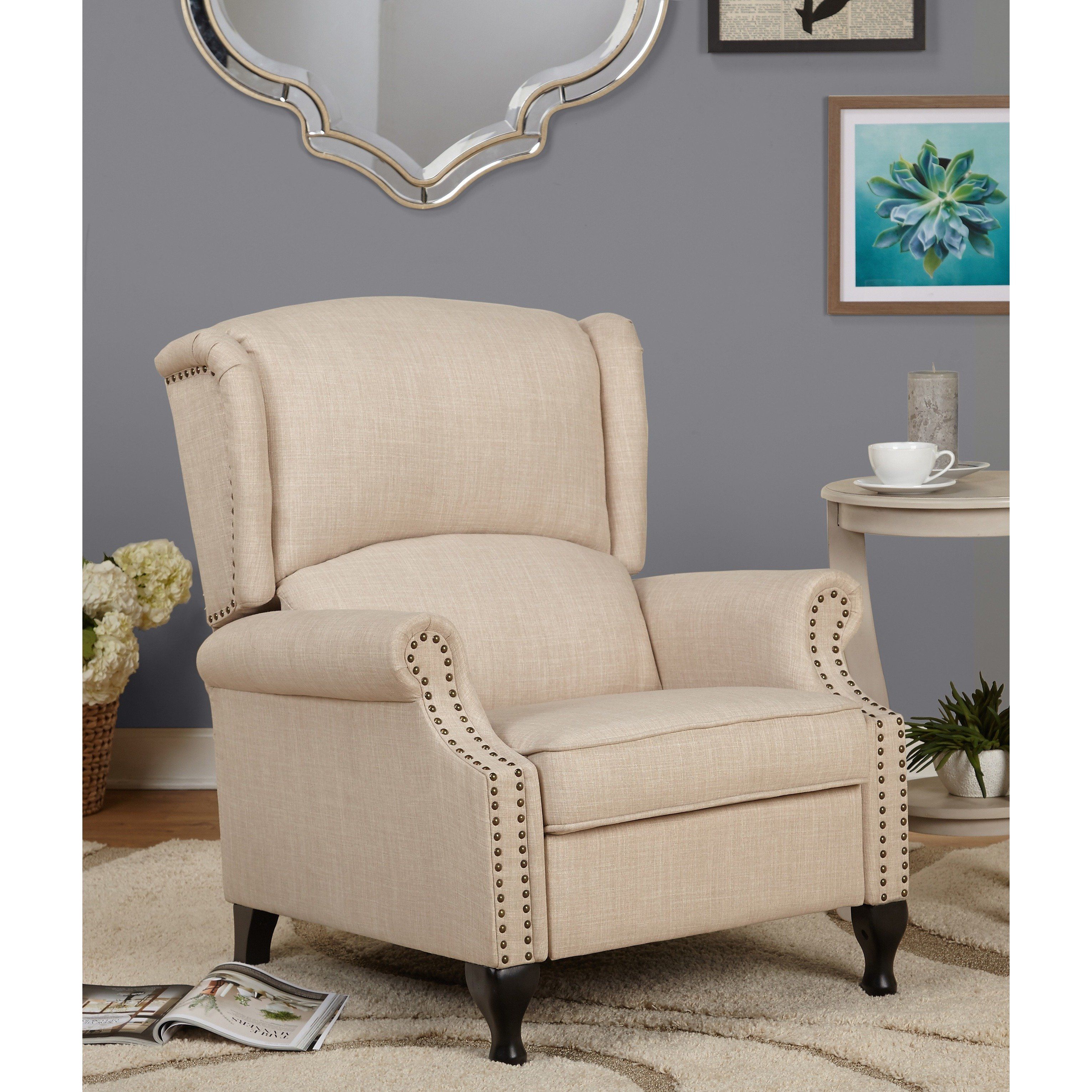 Shop Simple Living Upholstered Wing Recliner – Free Shipping Today Regarding Franco Iii Fabric Swivel Rocker Recliners (Photo 15 of 25)