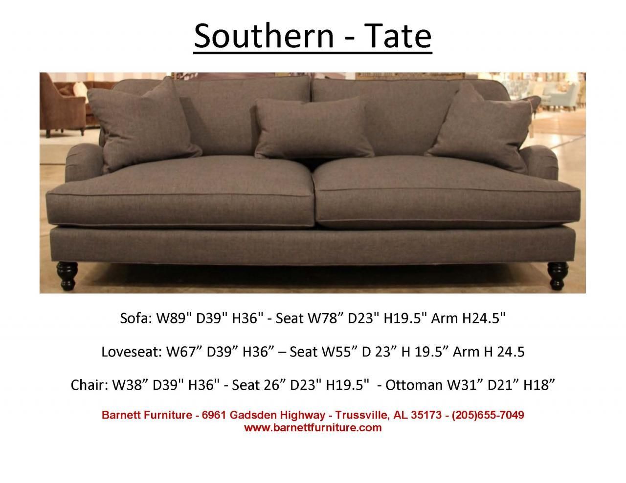 Southern Furniture Tate Sofa. You Choose The Fabric. | Average Size In Tate Ii Sofa Chairs (Photo 12 of 25)