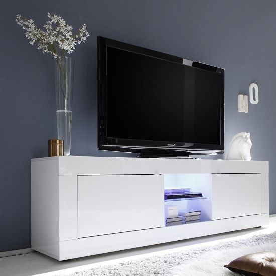 Taylor Tv Stand Large In White High Gloss With 2 Doors And Led In Inside Popular White High Gloss Tv Stands (Photo 7116 of 7825)