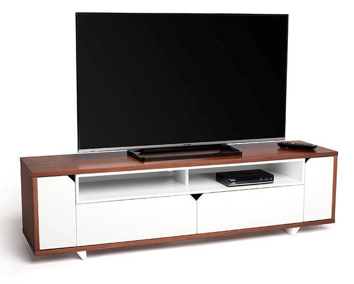 Techlink Sk160wswt Stark 160cm Wide Walnut And White Tv Cabinet (407490) For Newest Walnut Tv Cabinets With Doors (Photo 6693 of 7825)