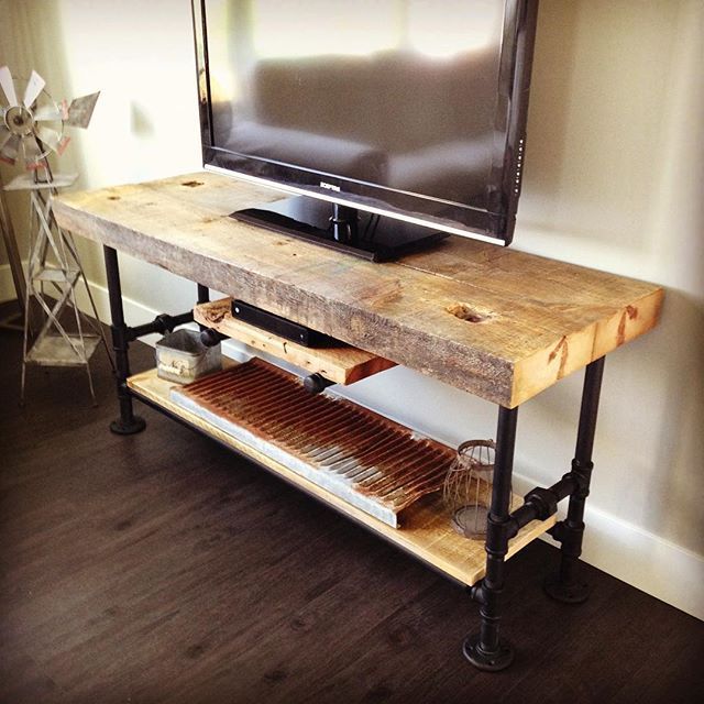 The Tv Stand That My Husband Made Turned Out Awesome! #pipefurniture Regarding Fashionable Reclaimed Wood And Metal Tv Stands (Photo 7403 of 7825)