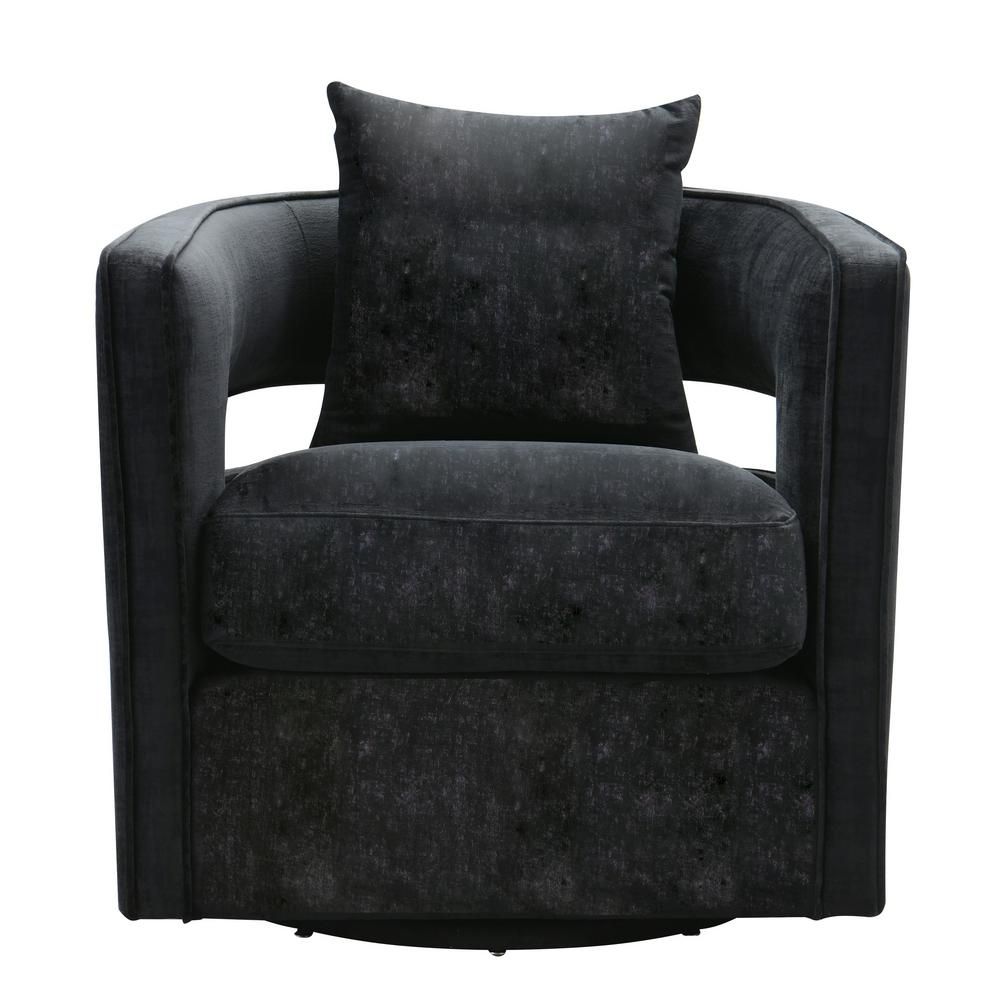Tov Furniture Kennedy Black Swivel Chair Tov L6145 – The Home Depot Inside Leather Black Swivel Chairs (Photo 11 of 25)