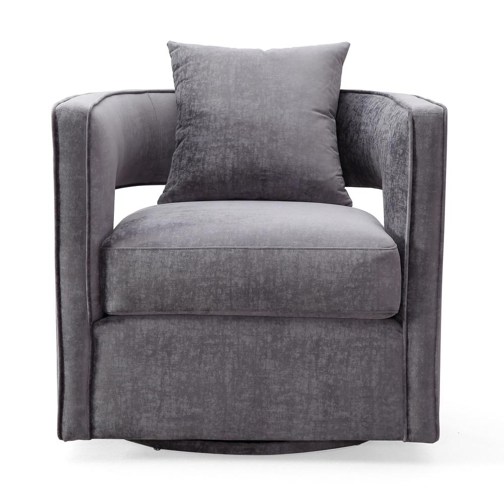 Tov Furniture Kennedy Grey And Velvet Swivel Chair Tov L6125 – The Intended For Grey Swivel Chairs (Photo 1 of 25)