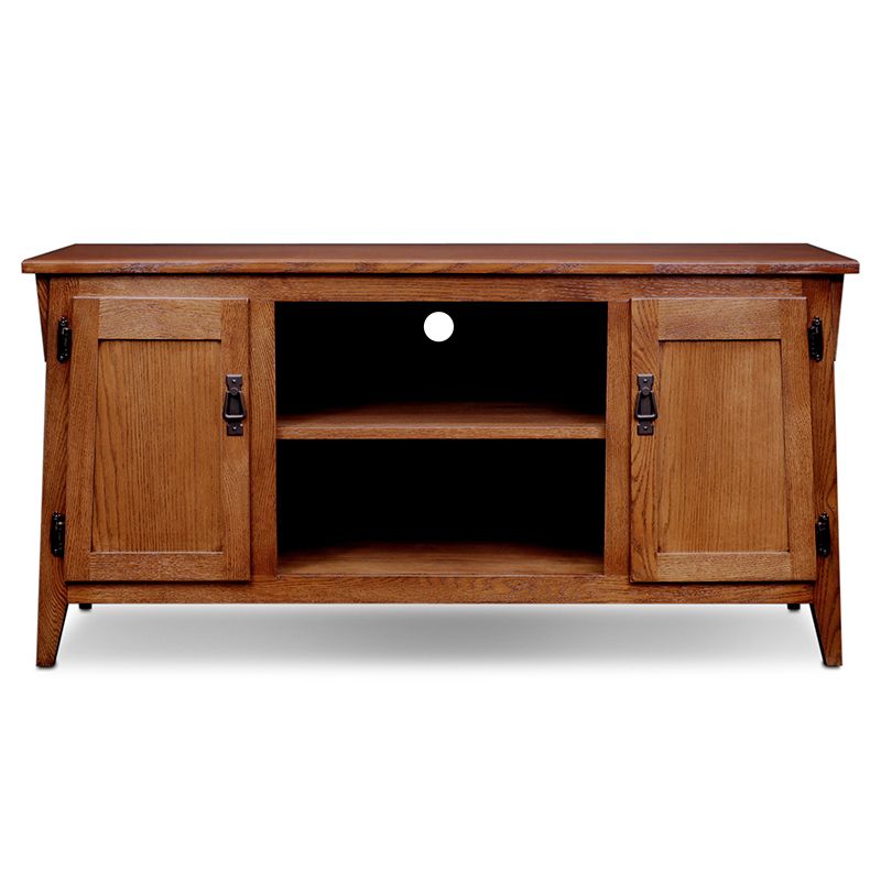 Trendy Natural 2 Door Plasma Console Tables In Leick Furniture 82550 Mission Oak 2 Door 50" Tv Console W/ Open (View 2 of 25)