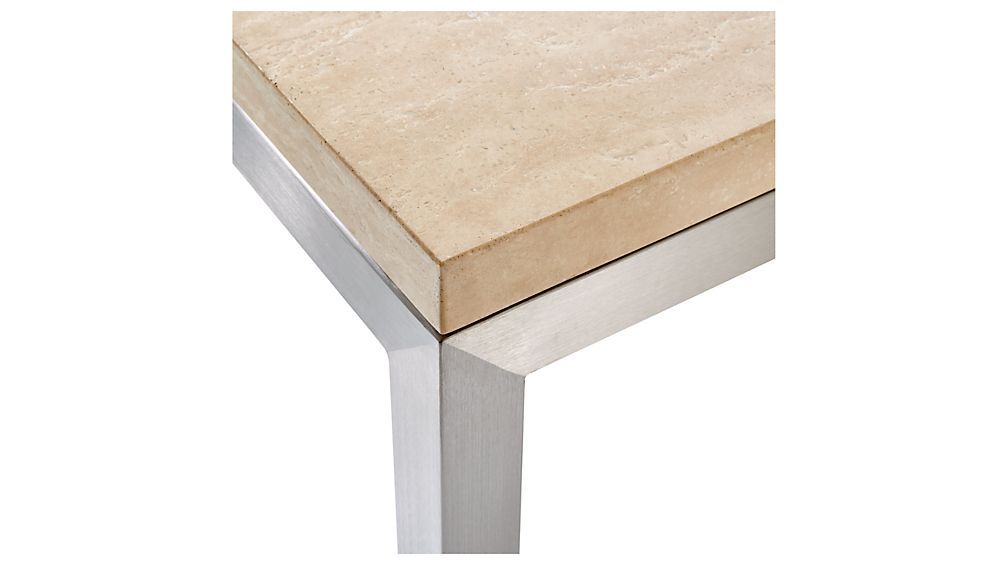 Trendy Parsons Travertine Top &amp; Brass Base 48x16 Console Tables Intended For Parsons Travertine Top/ Stainless Steel Base 48x28 Small Rectangular (View 12 of 25)