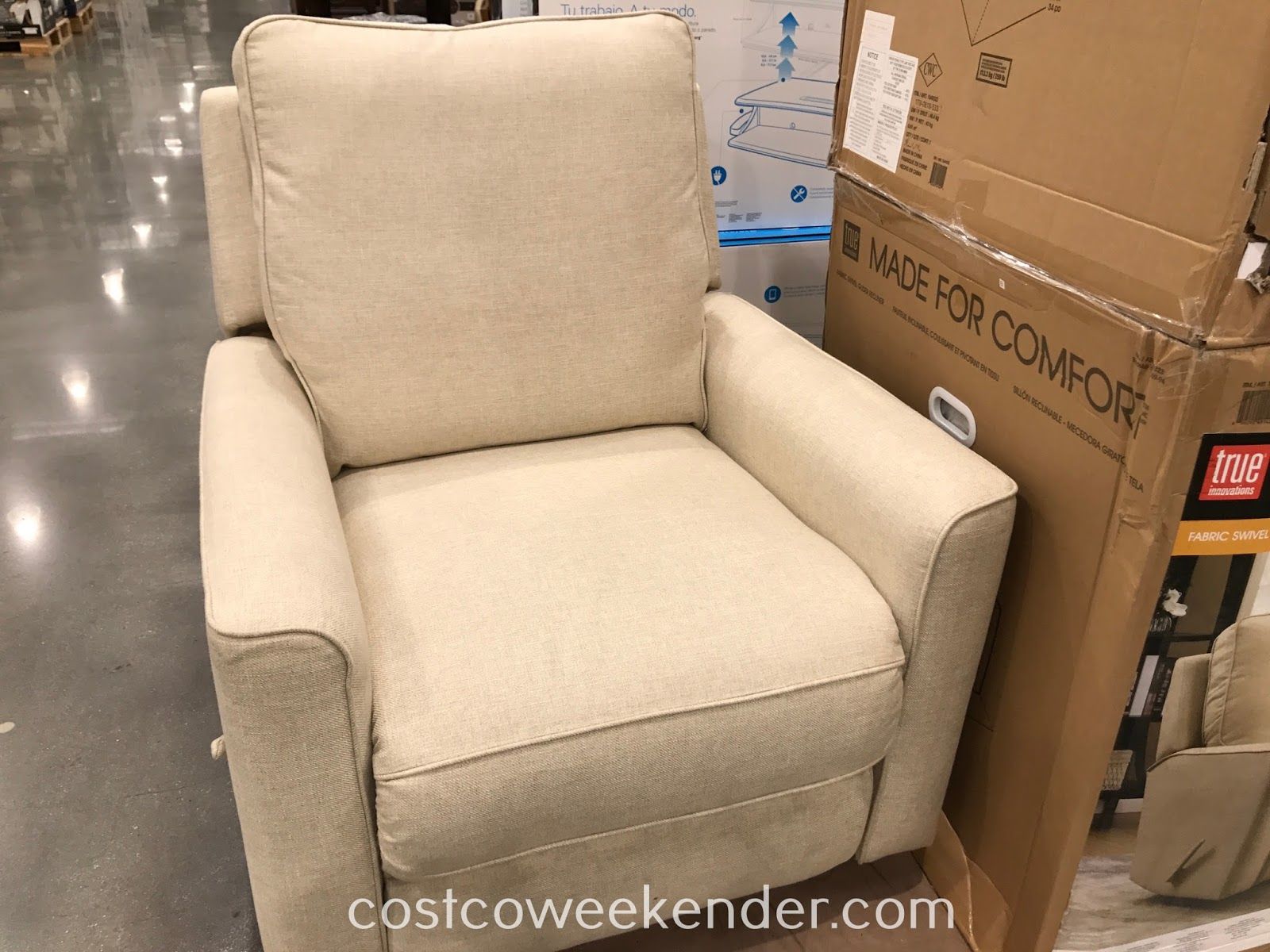 True Innovations Fabric Swivel Glider Recliner Chair | Costco Weekender With Regard To Decker Ii Fabric Swivel Rocker Recliners (View 13 of 25)