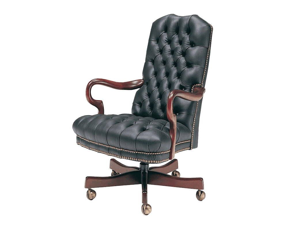 Tufted Leather Swivel Office Chair 806 St Classic Leather With Regard To Chocolate Brown Leather Tufted Swivel Chairs (View 7 of 25)
