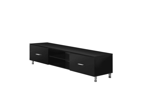 Tv Stand Wooden Entertainment Cabinet 160cm Lowline Regarding Most Current Black Tv Cabinets With Drawers (View 17 of 25)