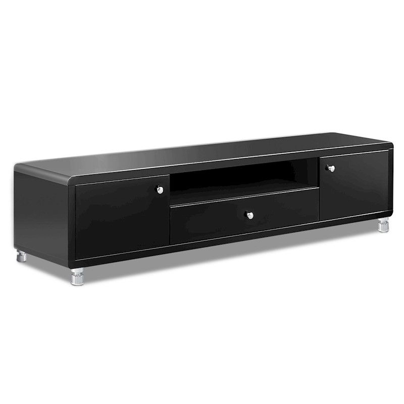 Well Known Black Gloss Tv Stands With Regard To Modern High Gloss Tv Stand Cabinet – Black (View 5 of 25)