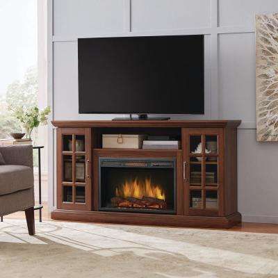 Well Liked Lauderdale 62 Inch Tv Stands Throughout Edenfield 59 In. Freestanding Infrared Electric Fireplace Tv Stand In  Burnished Walnut (Photo 11 of 25)