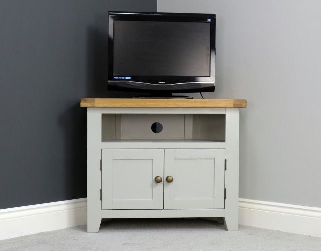 Wessex Painted Oak Corner Tv Stand – Corner Tv Stands – Furniture World Throughout Popular Tv Stands For Corner (Photo 7105 of 7825)