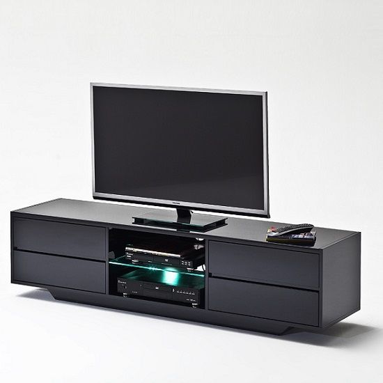 Widely Used Shiny Black Tv Stands Regarding Sienna Tv Stand Unit In Black High Gloss With Led Lights (Photo 6835 of 7825)