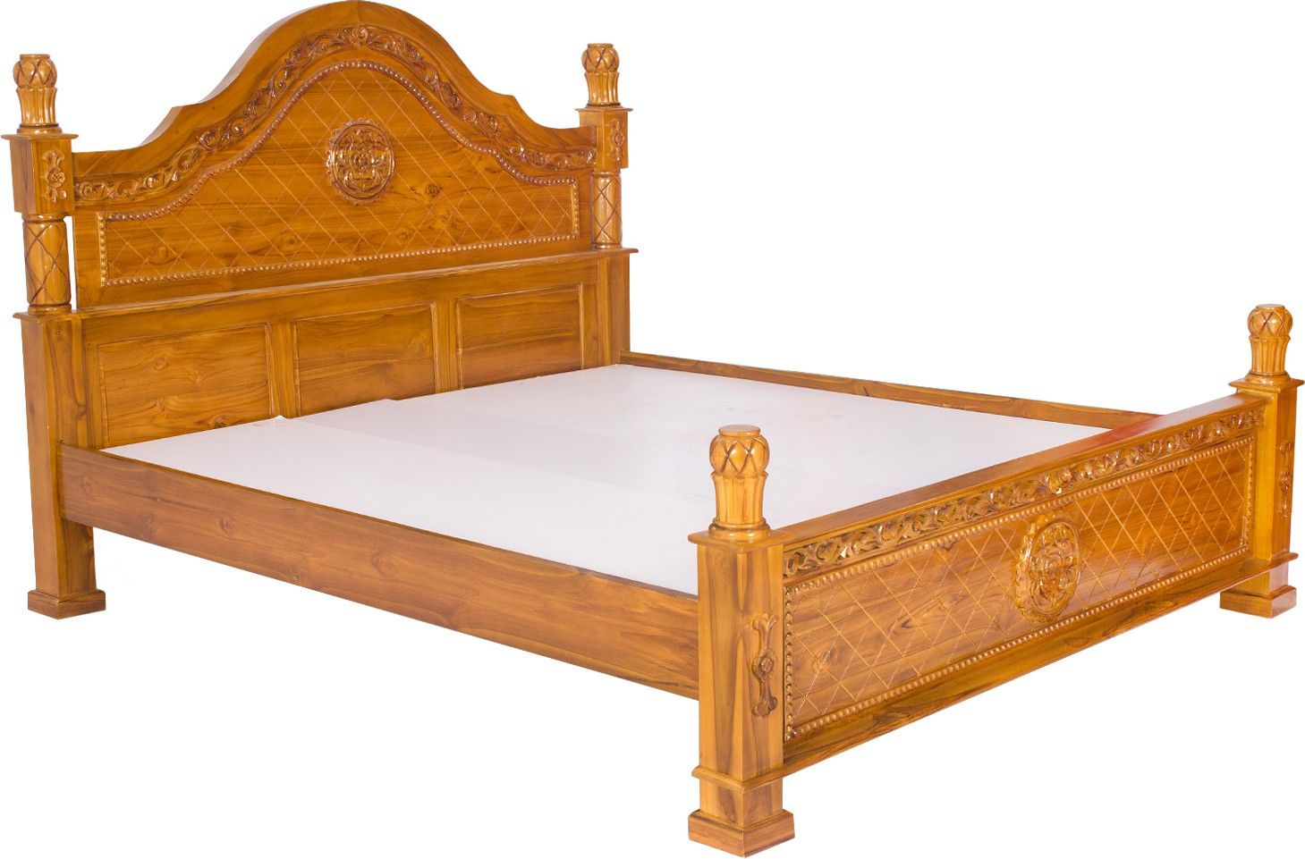 Woodpecker Solid Wood Queen Bed(finish Color – Teak) Furniture Price With Quinn Teak Sofa Chairs (View 13 of 25)